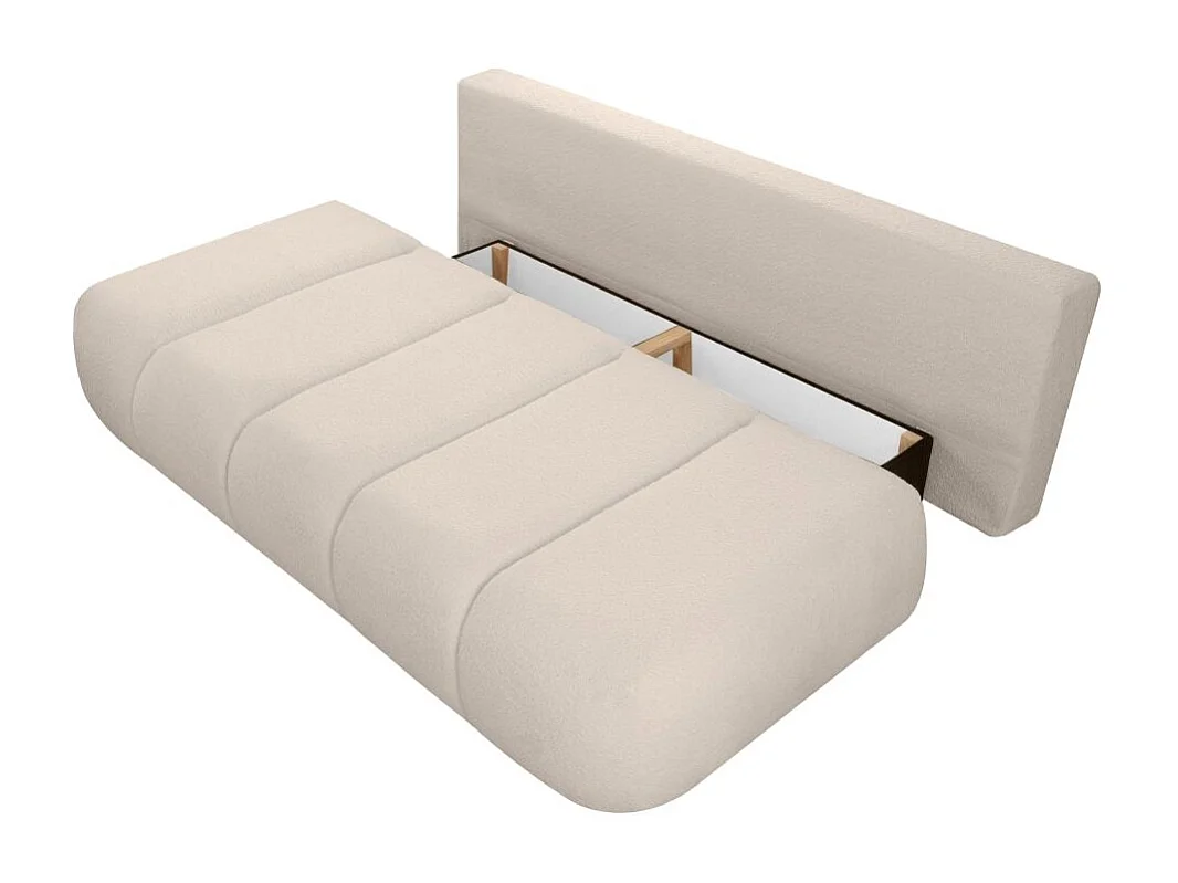 Canapé convertible droit 3 places MERRY en tissu bouclette - beige
