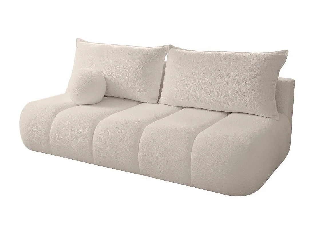 Canapé convertible droit 3 places MERRY en tissu bouclette - beige