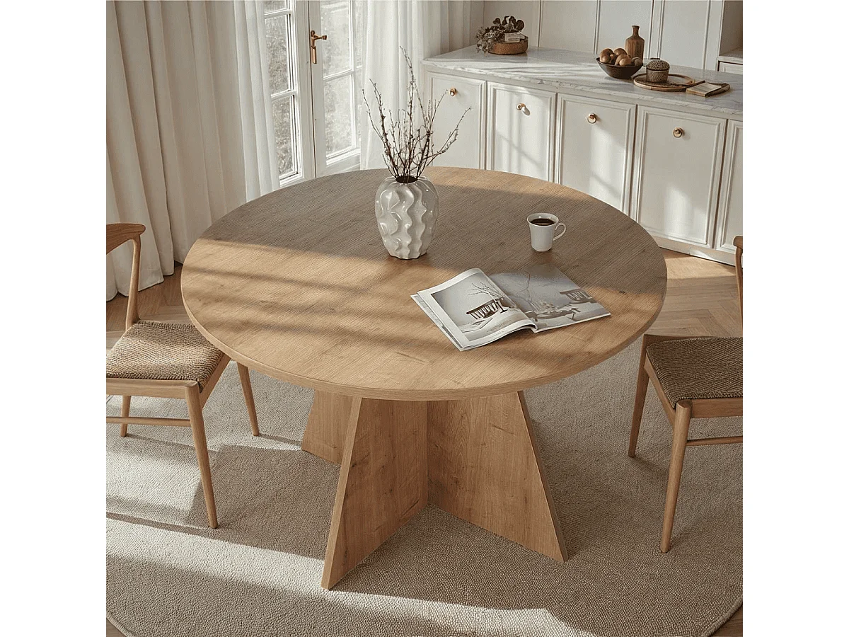 Table de salle à manger avec plateau rond D120 cm ARIA