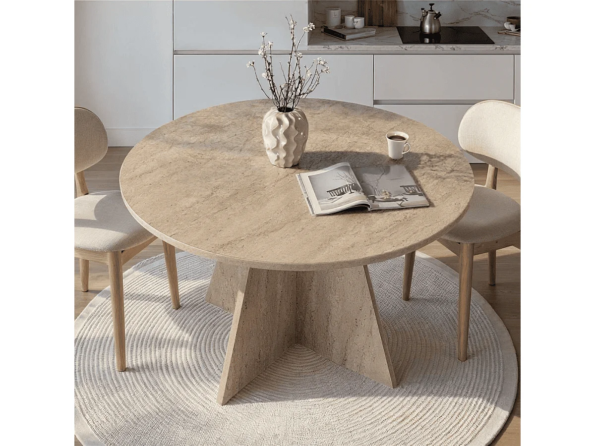 Table de salle à manger avec plateau rond D120 cm - ARIA