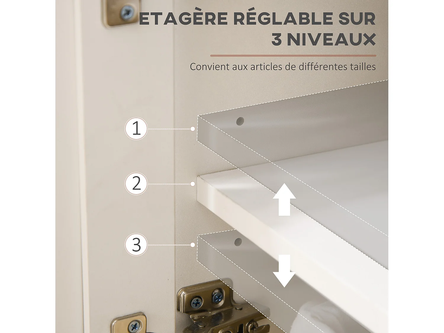 Buffet 2 tiroirs 3 portes étagère dim. 117 x 35 x 80 cm poignées alu effet bois clair blanc