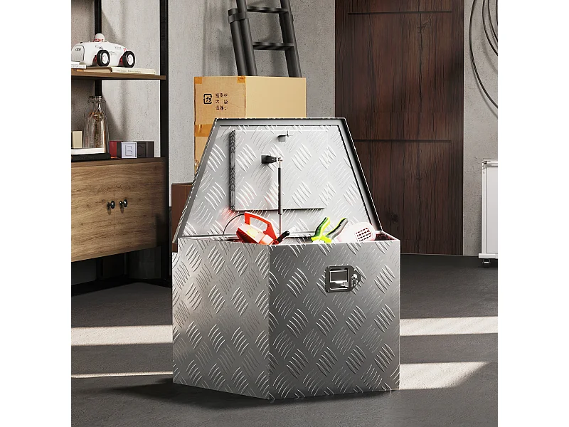 Boîte à outils en aluminium - caisse à outil alu. verrouillage clé vérin - 73 x 41 x 46 cm