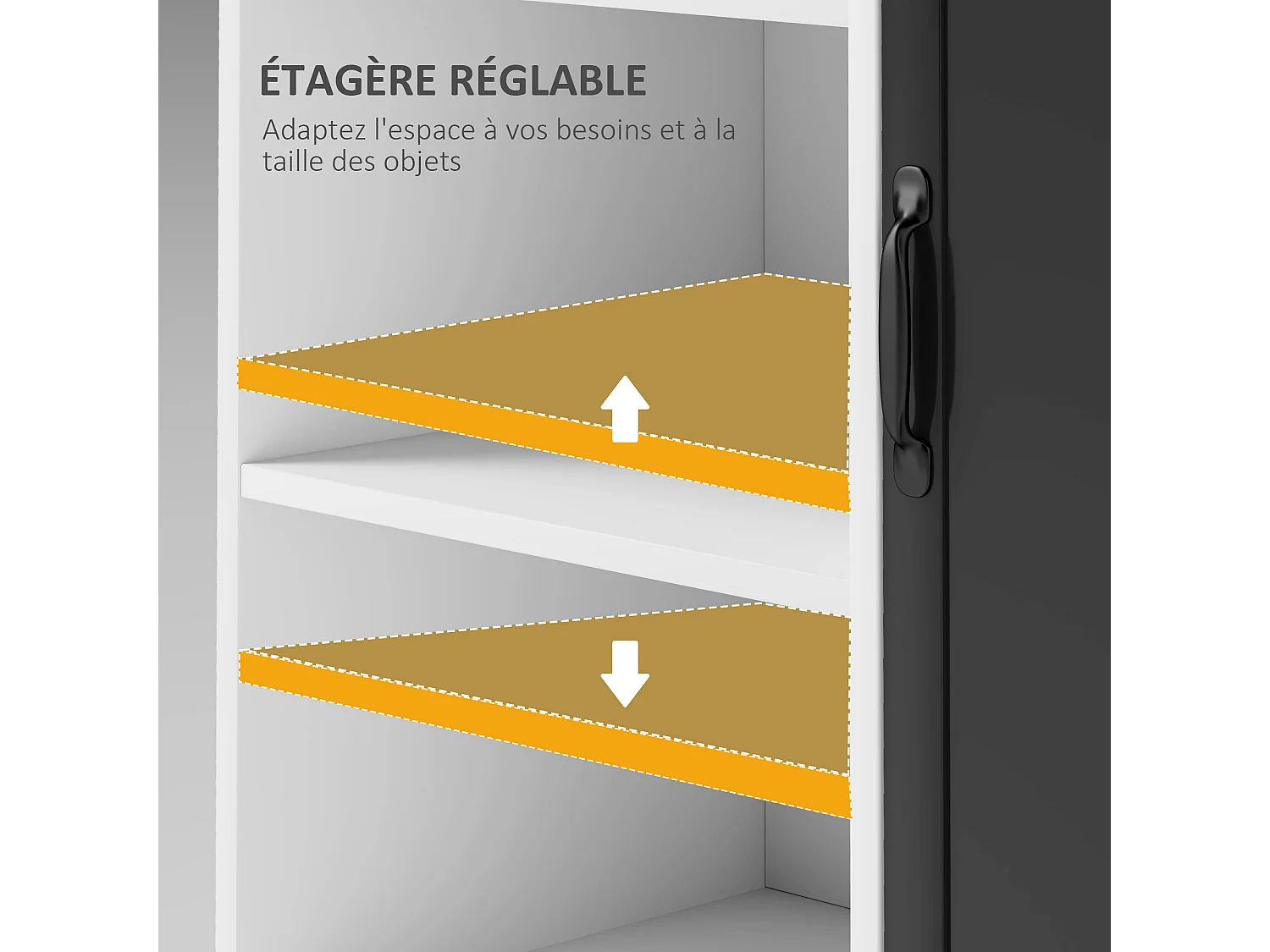 Buffet design industriel - meuble de rangement 3 niches placard - blanc métal gris