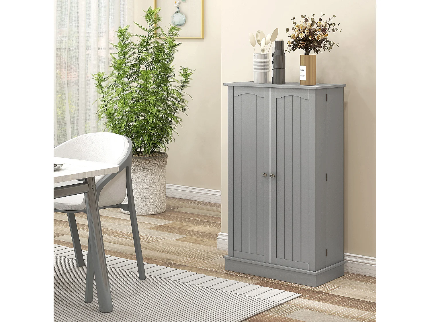 Armoire de cuisine rangement épices 2 portes 4 étagères 12 porte-épices dim. 60 x 30 x 104 cm gris