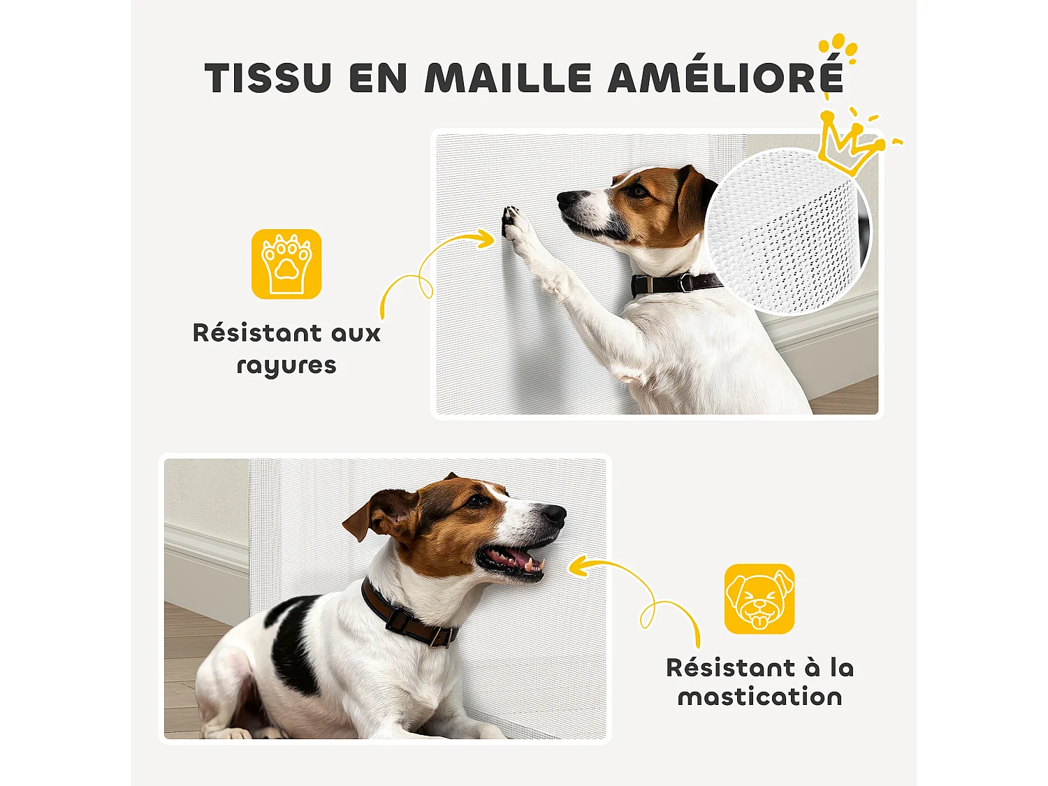 Barrière de sécurité chien rétractable 0-140 cm H.86 cm verrouillage auto alu PVC blanc