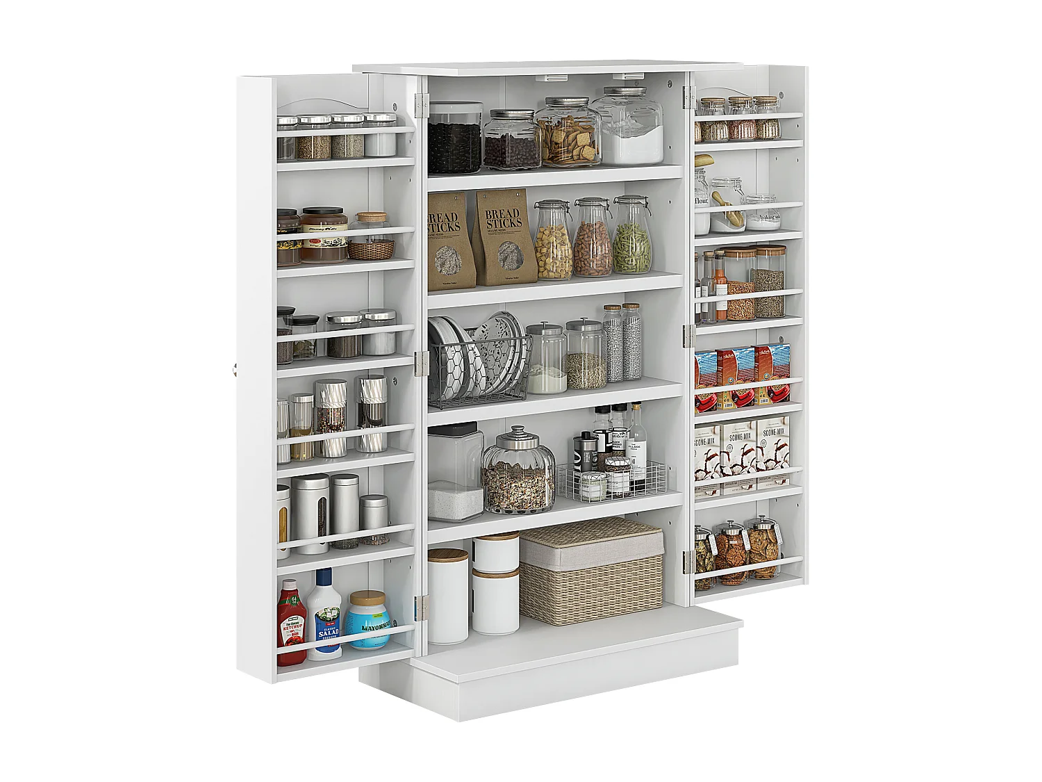 Armoire de cuisine rangement épices 2 portes 4 étagères 12 porte-épices dim. 60 x 30 x 104 cm blanc