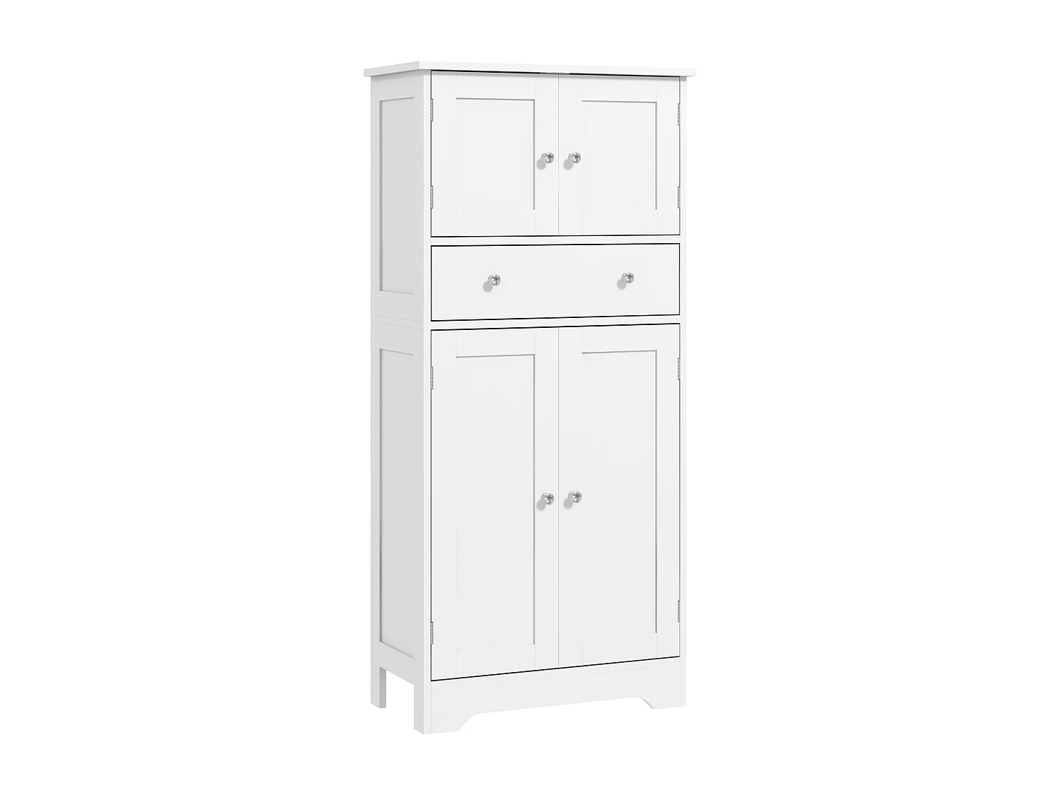 Armoire buffet cuisine - 4 portes, étagère, tiroir - dim. 60 x 30 x 128 cm - blanc