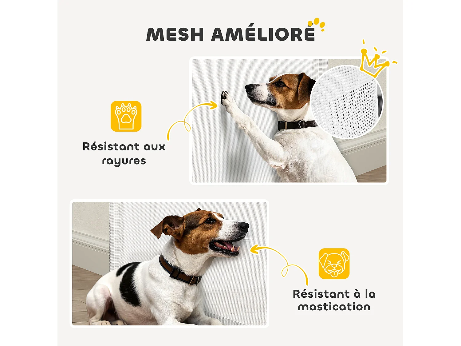 Barrière de sécurité chien rétractable 0-144 cm H.87 cm verrouillage auto alu PVC blanc