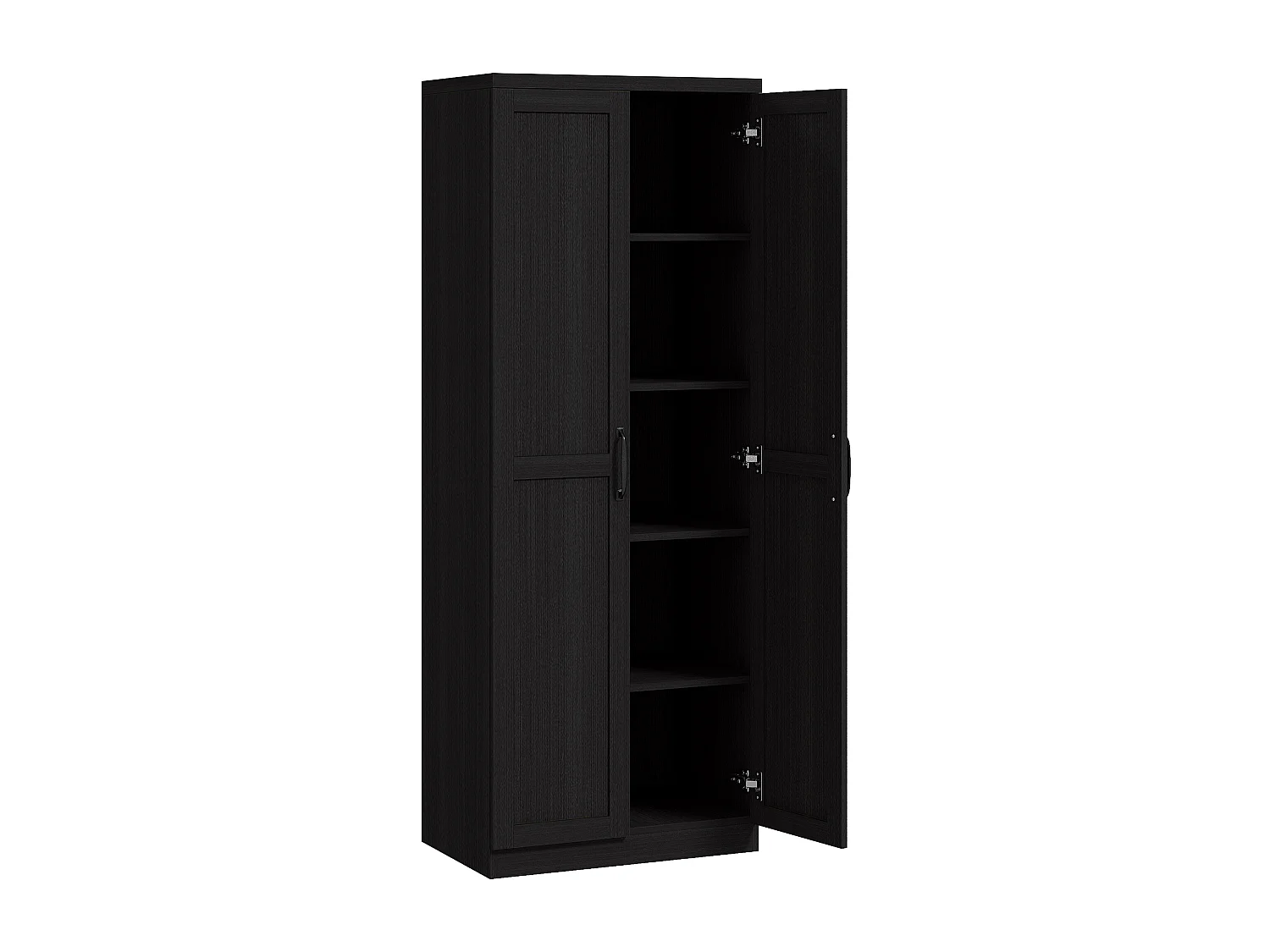 Buffet haut - armoire cuisine - 4 étagères réglables - dim. 60 x 40 x 160 cm - effet bois noir