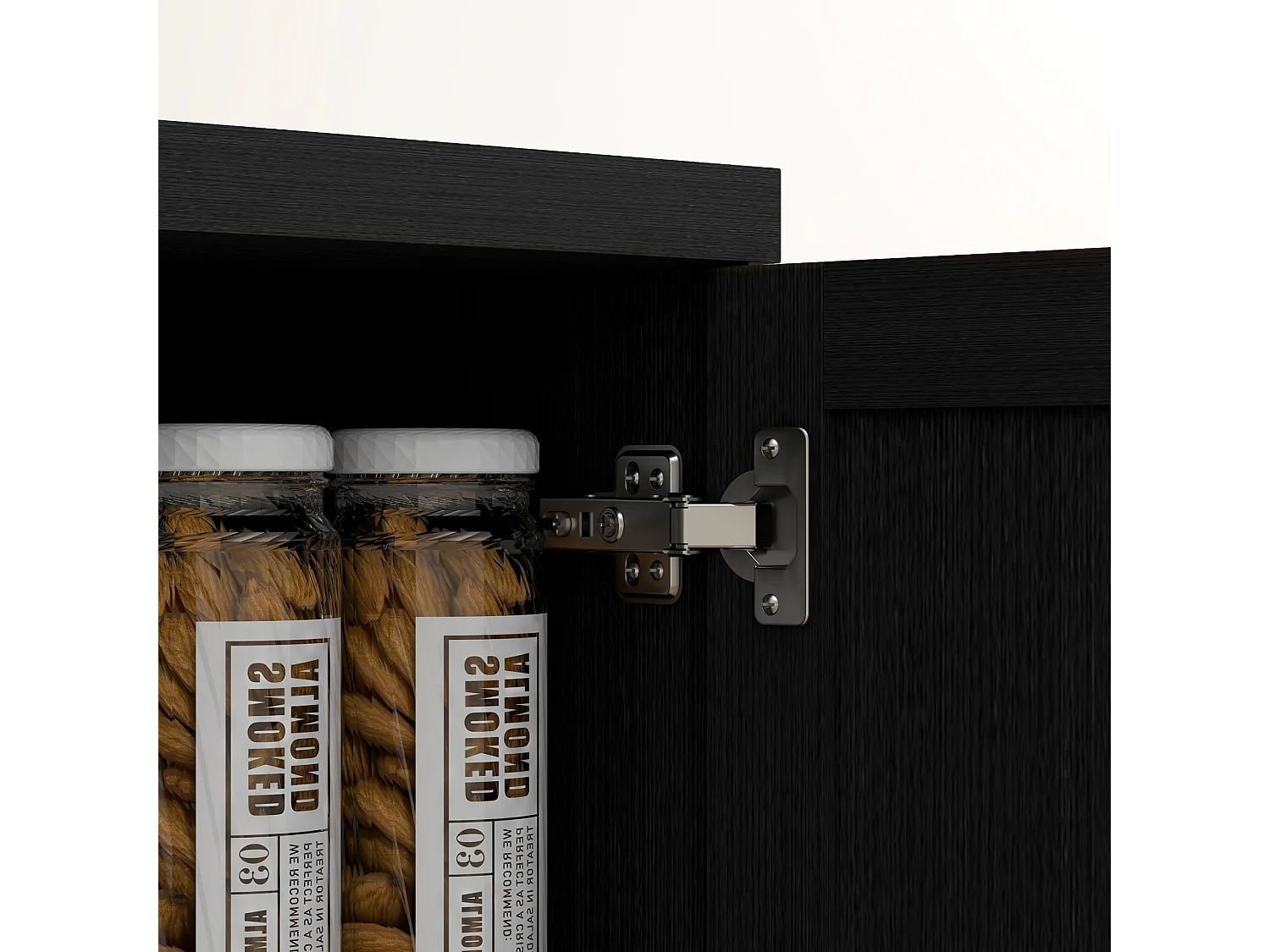 Buffet haut - armoire cuisine - 4 étagères réglables - dim. 60 x 40 x 160 cm - effet bois noir