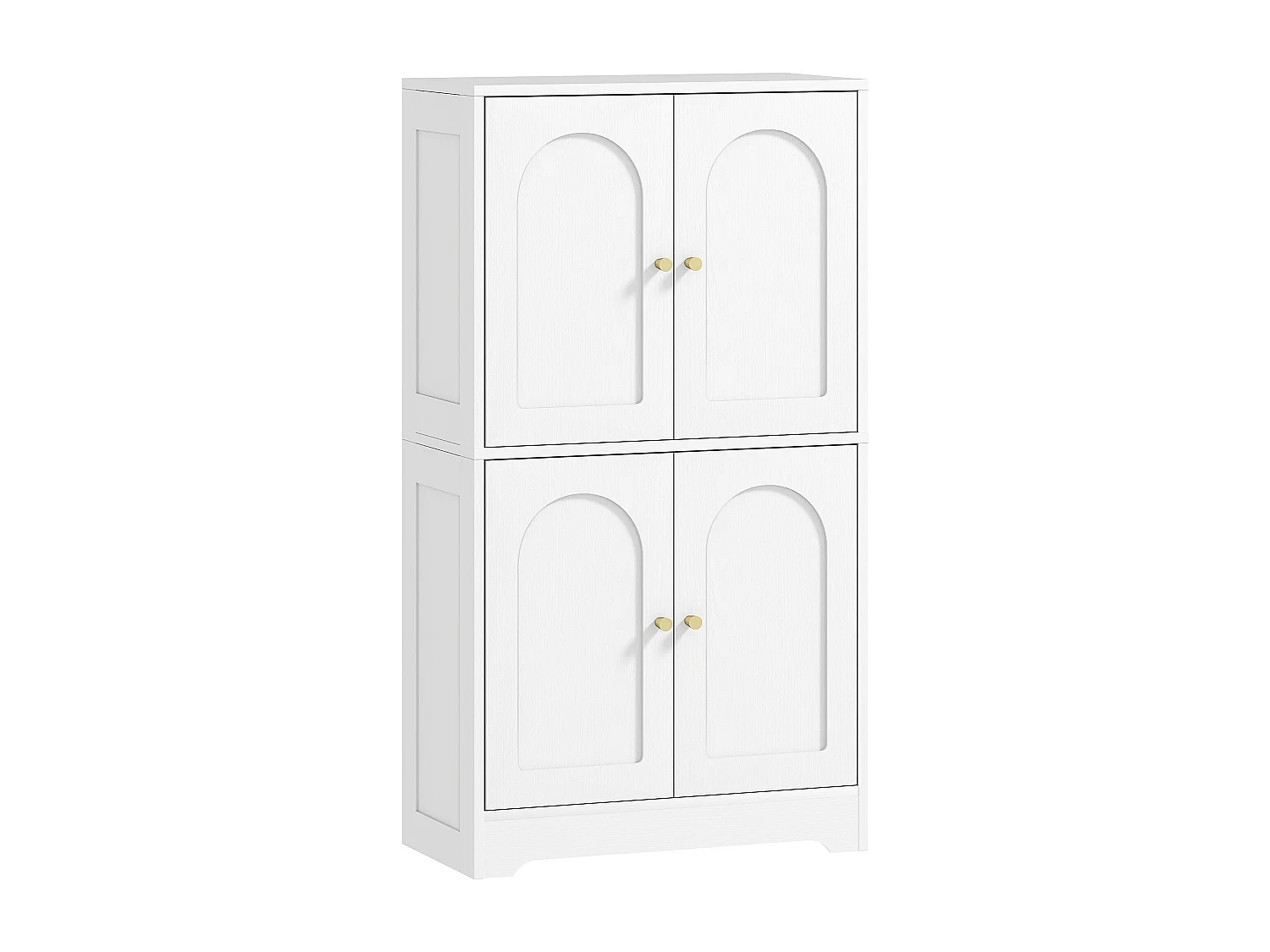 Bahut armoire de cuisine - 4 portes, 2 étagères - dim. 60 x 30 x 110 cm - effet bois blanc doré