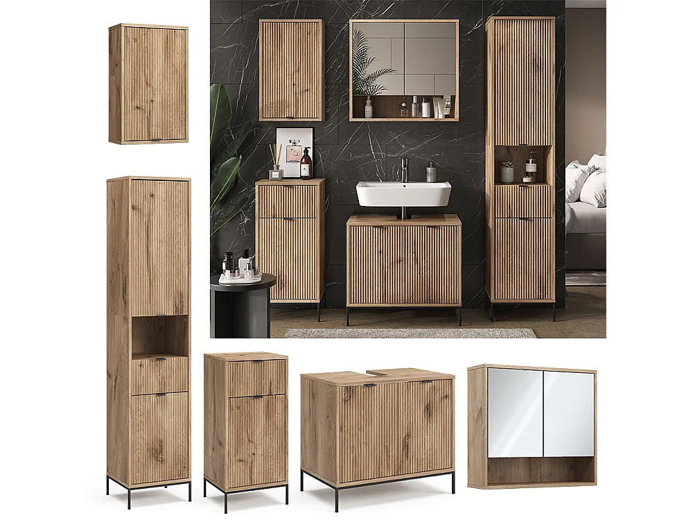 Meubles bain chêne viking 70x45x63 eliza
