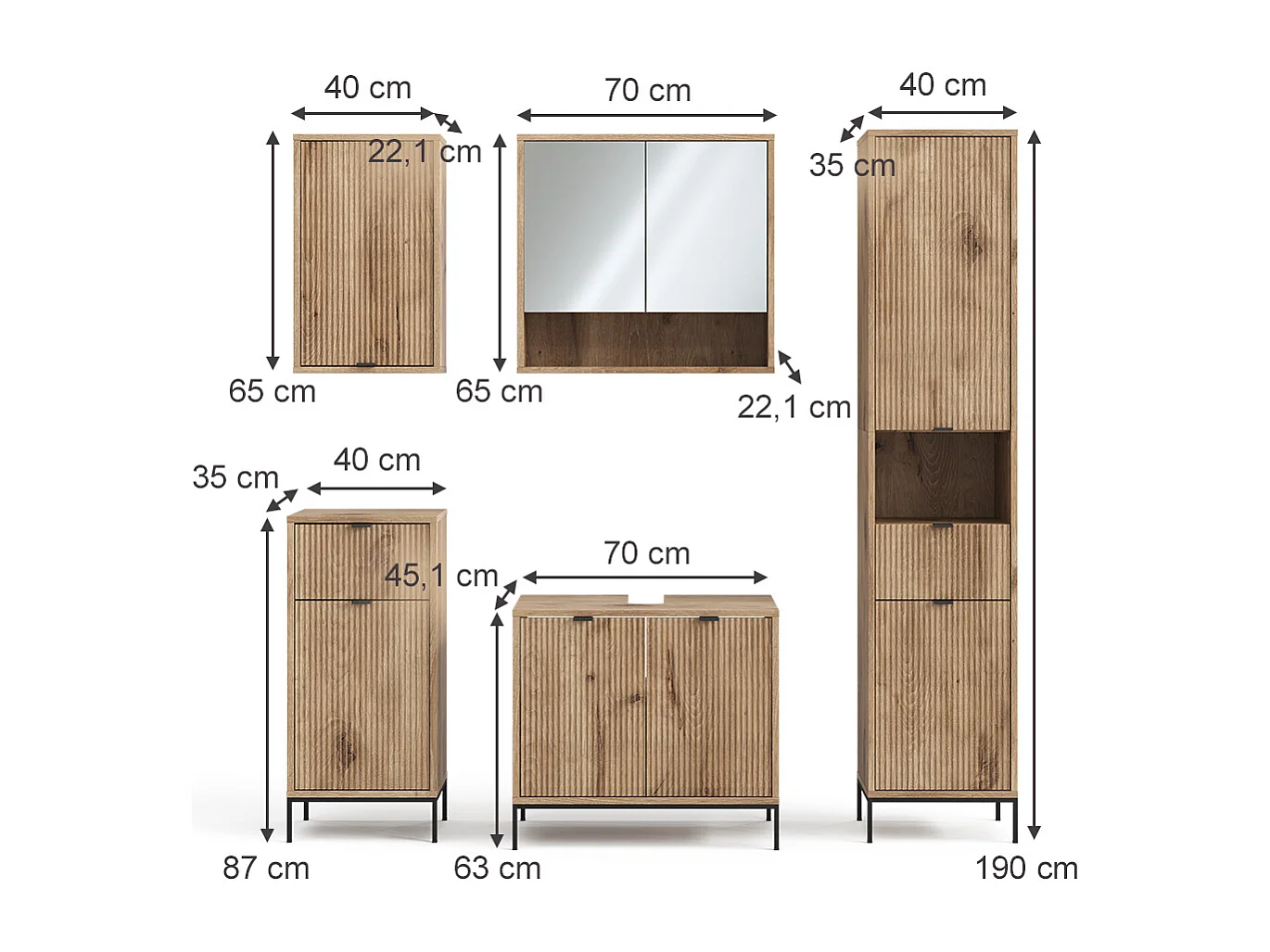 Meubles bain chêne viking 70x45x63 eliza