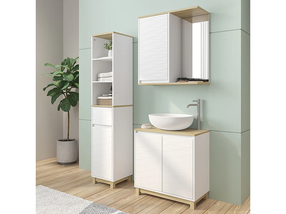 Set di mobili da bagno bianco/quercia 60x30x60 livia