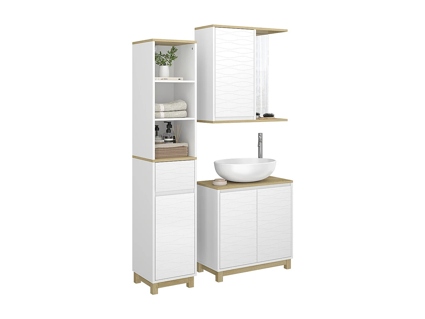 Set di mobili da bagno bianco/quercia 60x30x60 livia
