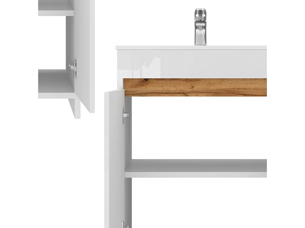 Conjunto de muebles de baño blanco alto brillo 59.6x40x81.9 lemgo