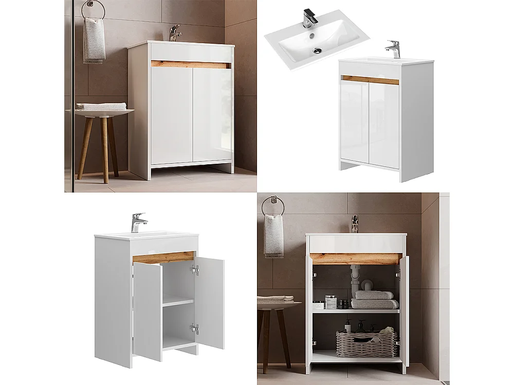 Conjunto de muebles de baño blanco alto brillo 59.6x40x81.9 lemgo