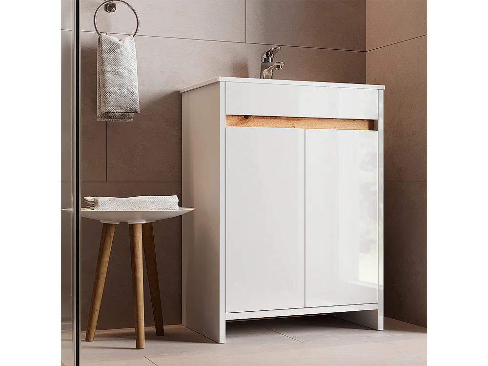 Meubles bain blanc haute brillance 59.6x40x81.9 lemgo