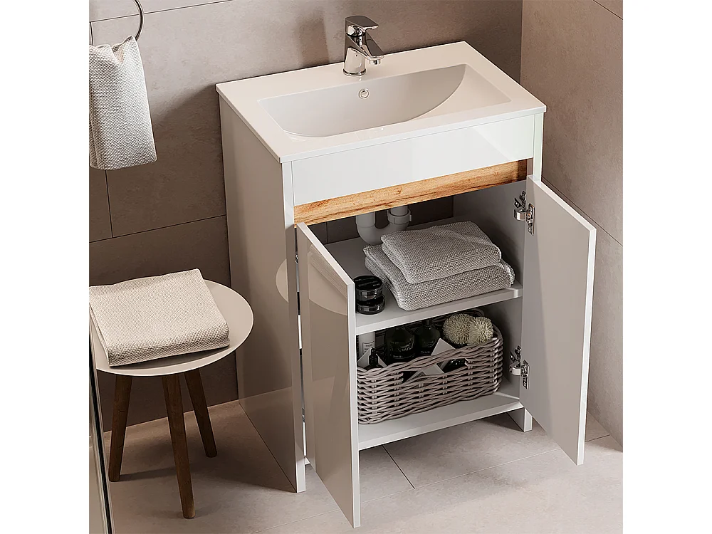 Meubles bain blanc haute brillance 59.6x40x81.9 lemgo