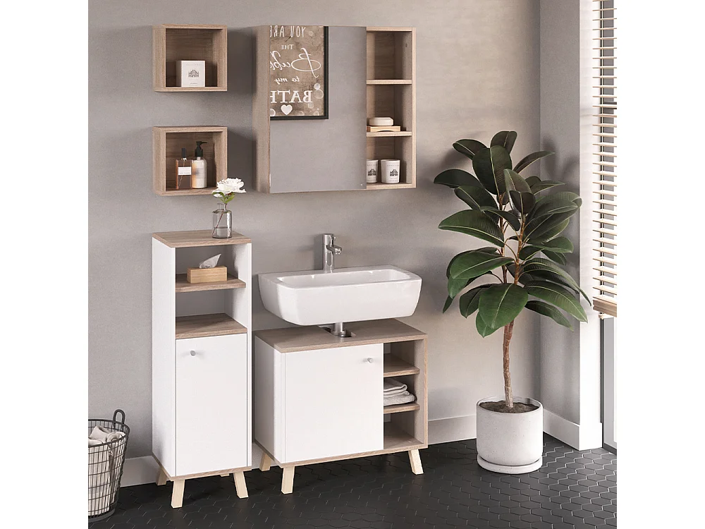 Meubles bain blanc 62x32x54 senyo