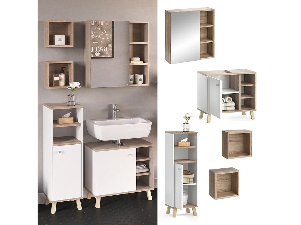 Meubles bain blanc 62x32x54 senyo