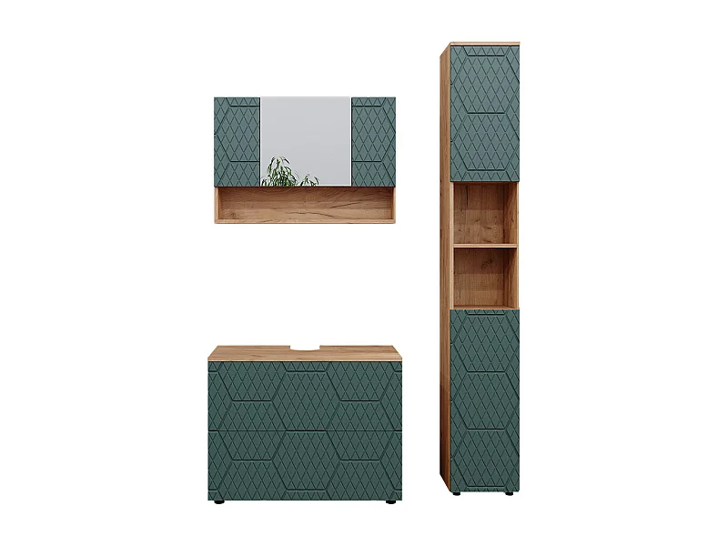 Conjunto de muebles de baño roble verde/dorado 80x41x58.6 irma