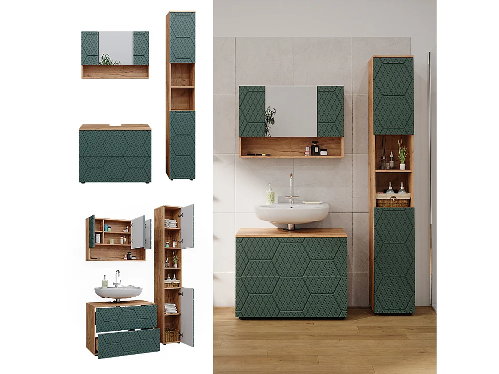 Conjunto de muebles de baño roble verde/dorado 80x41x58.6 irma