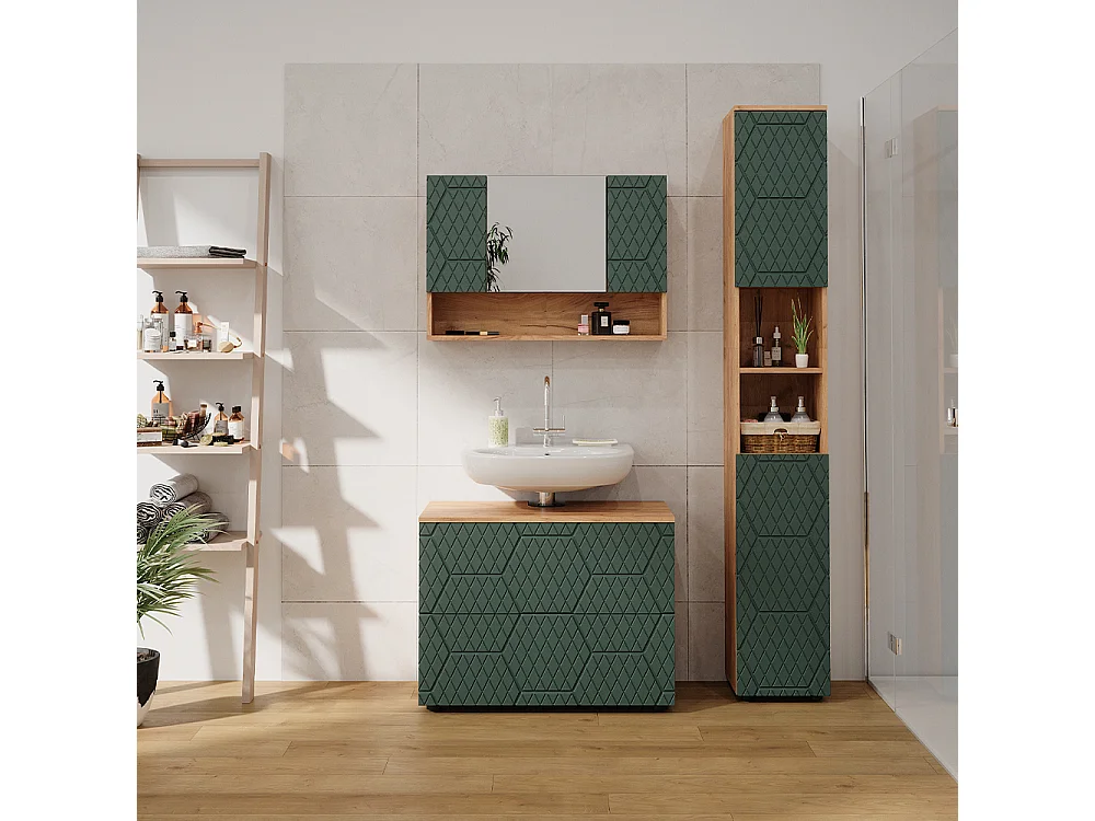 Conjunto de muebles de baño roble verde/dorado 80x41x58.6 irma