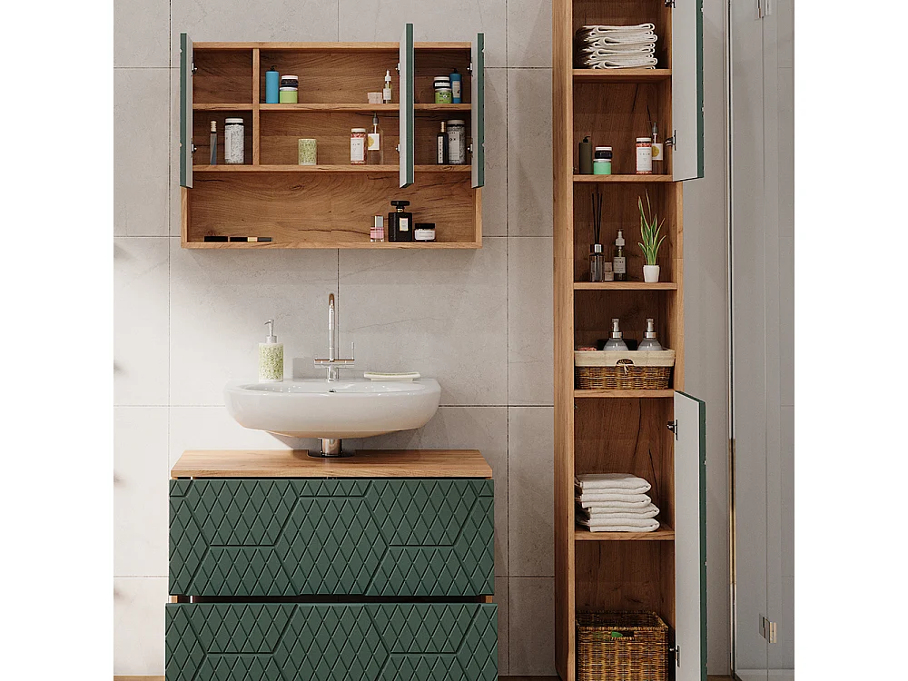 Conjunto de muebles de baño roble verde/dorado 80x41x58.6 irma