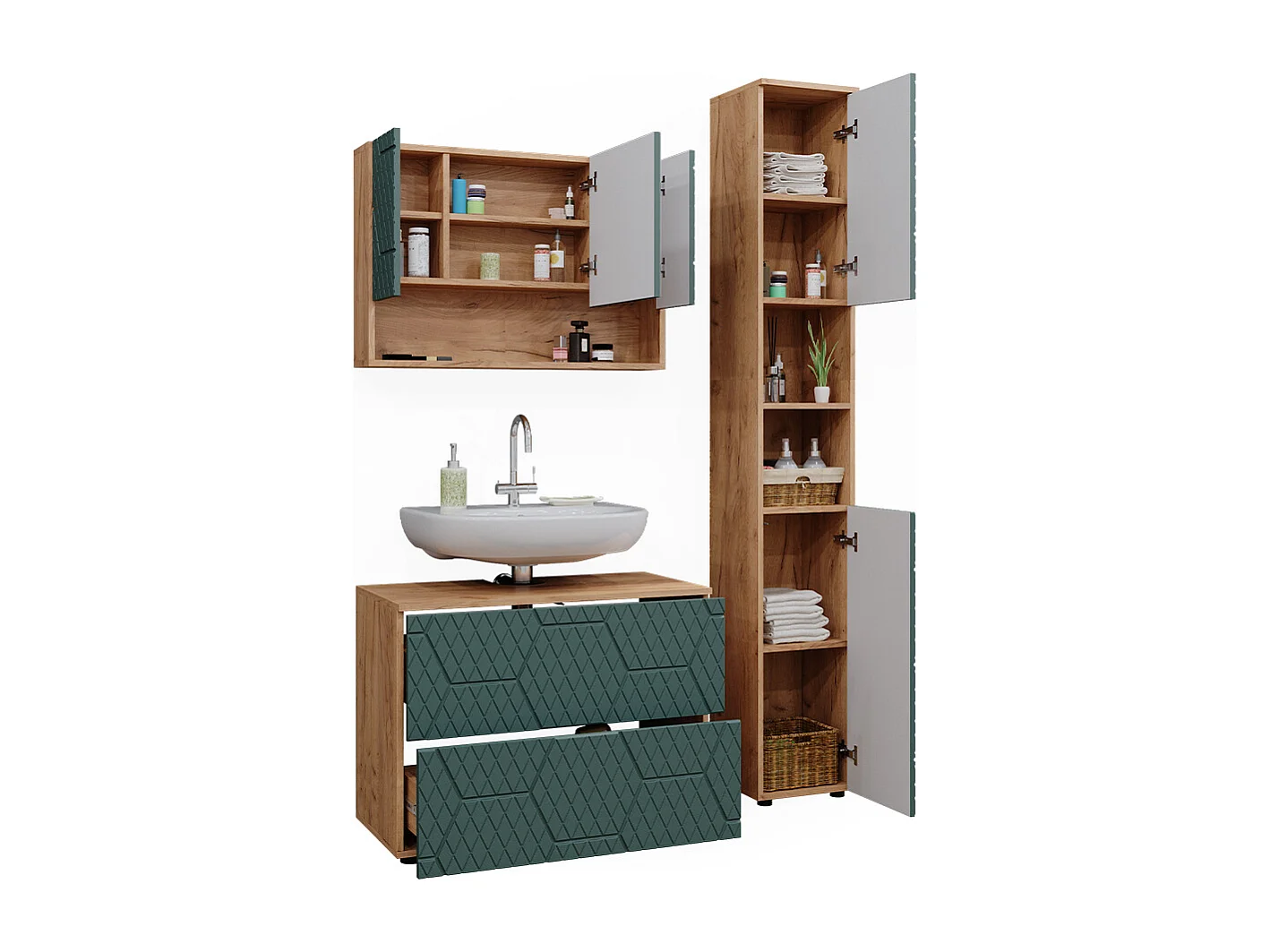 Meubles bain vert/force de lor chêne 80x41x58.6 irma