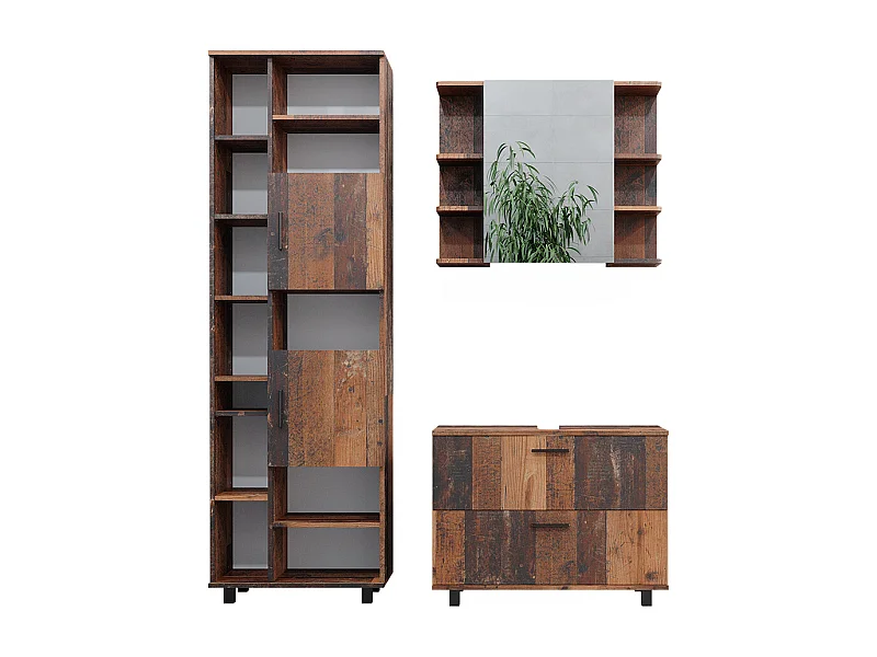 Set di mobili da bagno rovere rustico 80.2x33x60.8 ilias