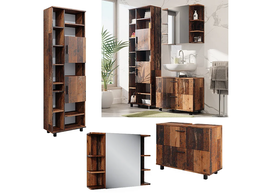 Badmöbel-Set eiche rustikal 80.2x33x60.8 ilias
