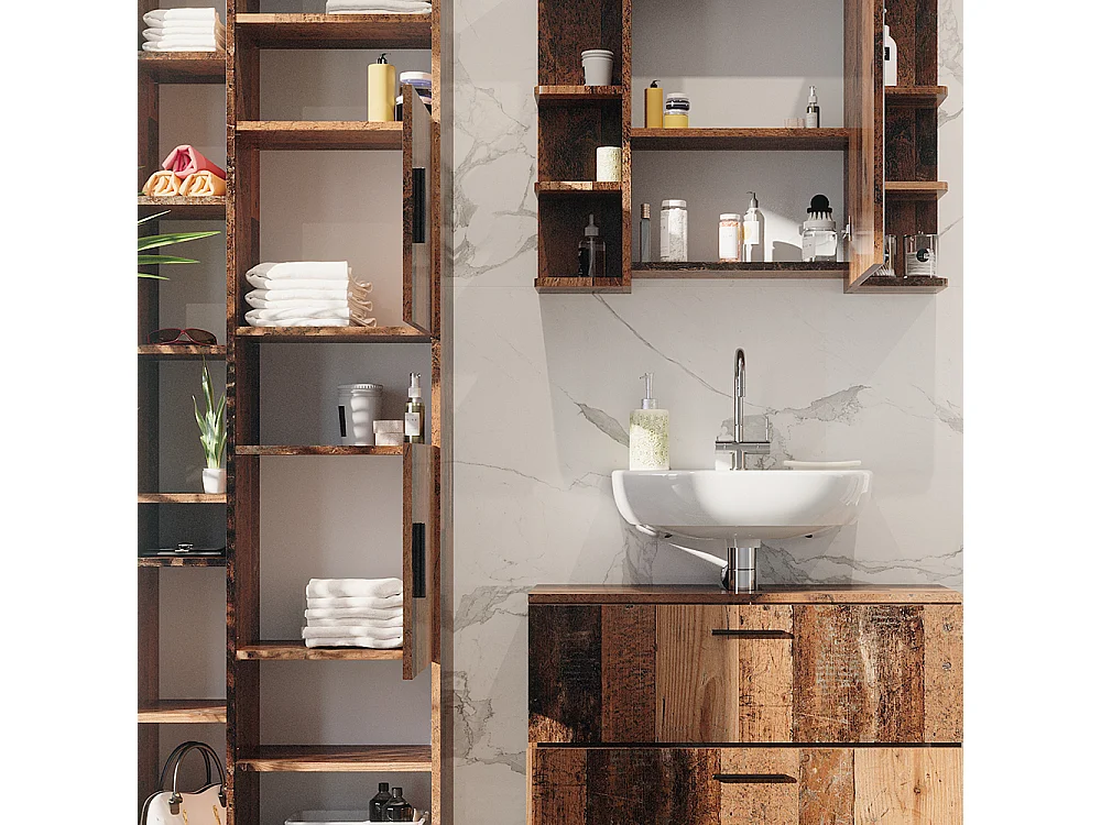 Meubles bain chêne rustique 80.2x33x60.8 ilias