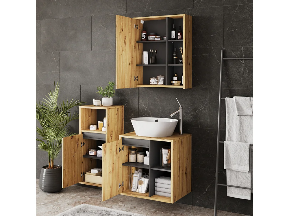 Set di mobili da bagno artigiano/grigio 60x45.5x60 viola