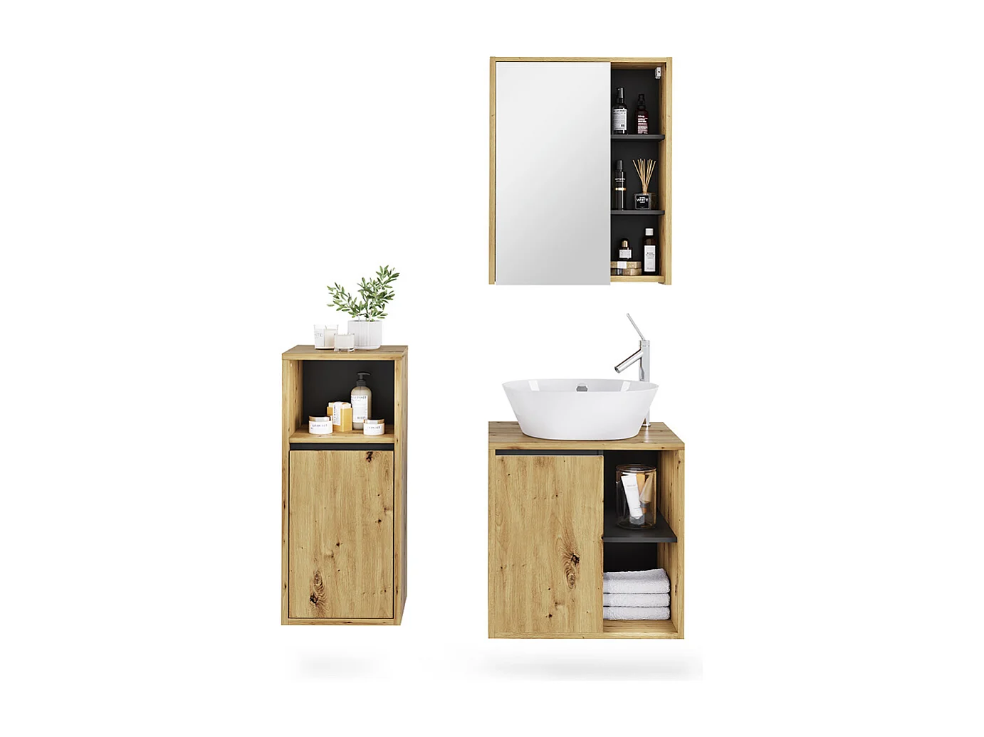 Ensemble de meubles de salle de bains artisan/gris 60x45.5x60 viola