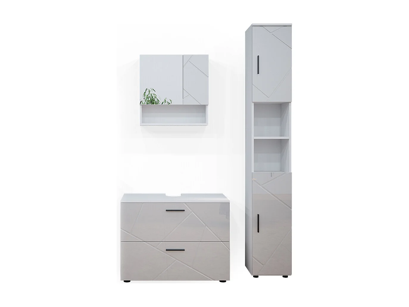 Conjunto de muebles de baño blanco alto brillo 80x41x58.6 irma