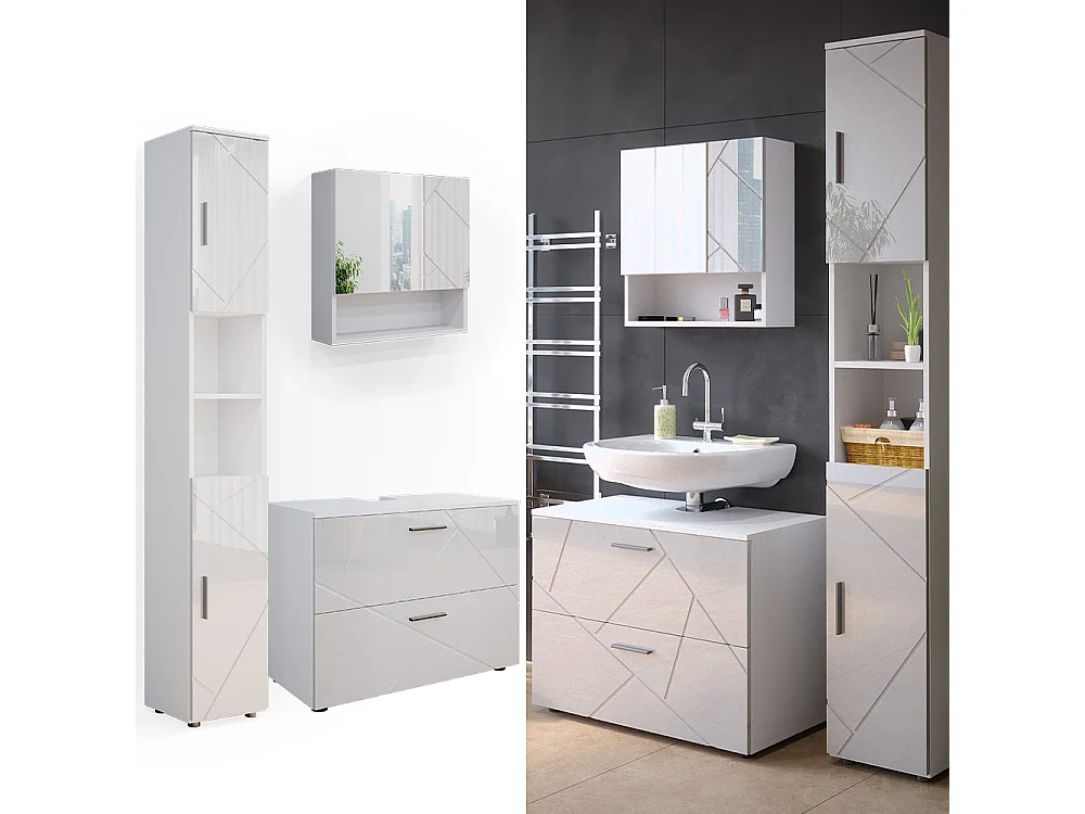 Conjunto de muebles de baño blanco alto brillo 80x41x58.6 irma