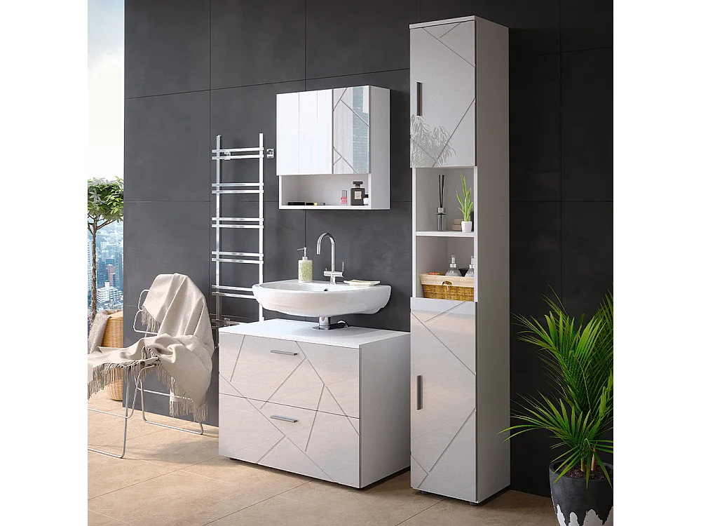 Conjunto de muebles de baño blanco alto brillo 80x41x58.6 irma