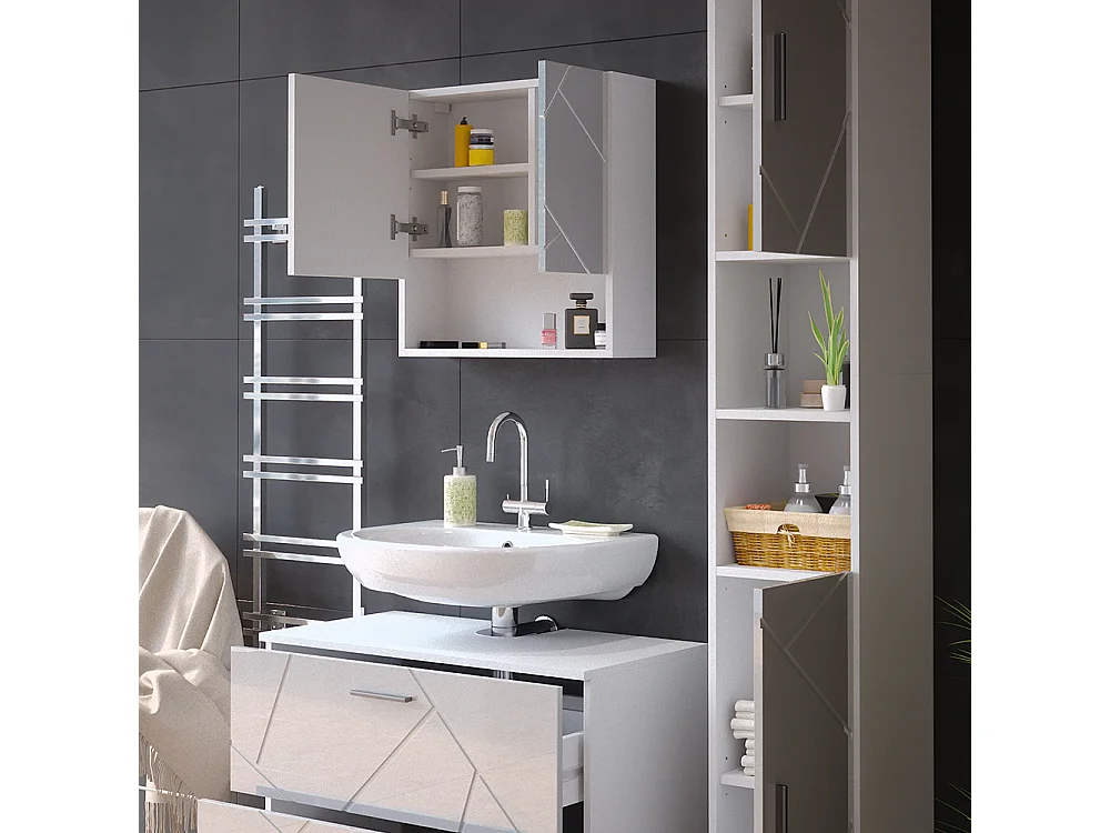 Meubles bain blanc haute brillance 80x41x58.6 irma