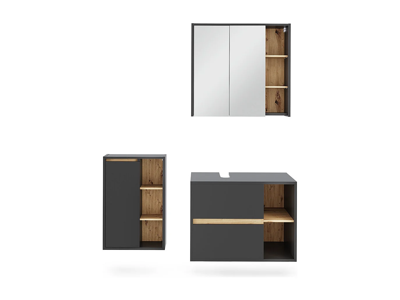 Set di mobili per il bagno grigio/artisan 80x46x60 viola