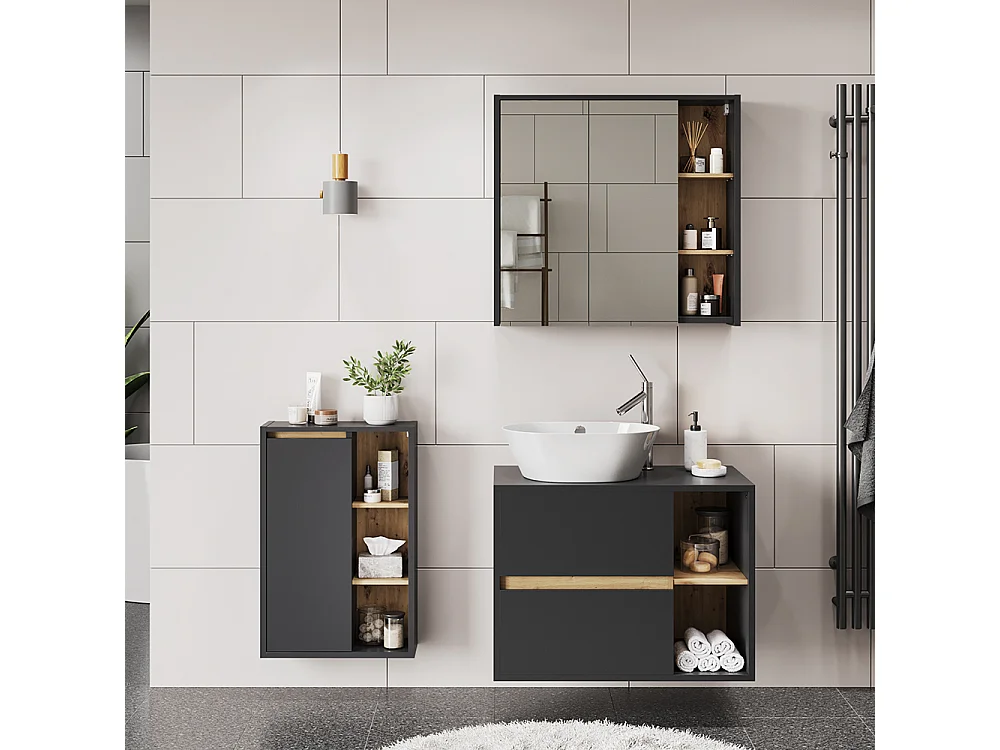 Set di mobili per il bagno grigio/artisan 80x46x60 viola