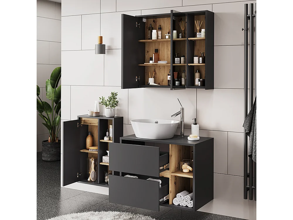 Ensemble de meubles de salle de bain gris/artisan 80x46x60 viola