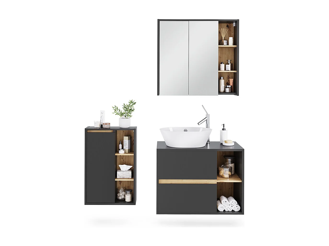 Ensemble de meubles de salle de bain gris/artisan 80x46x60 viola