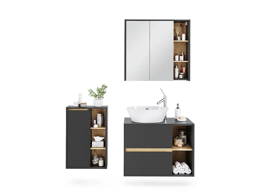 Ensemble de meubles de salle de bain gris/artisan 80x46x60 viola