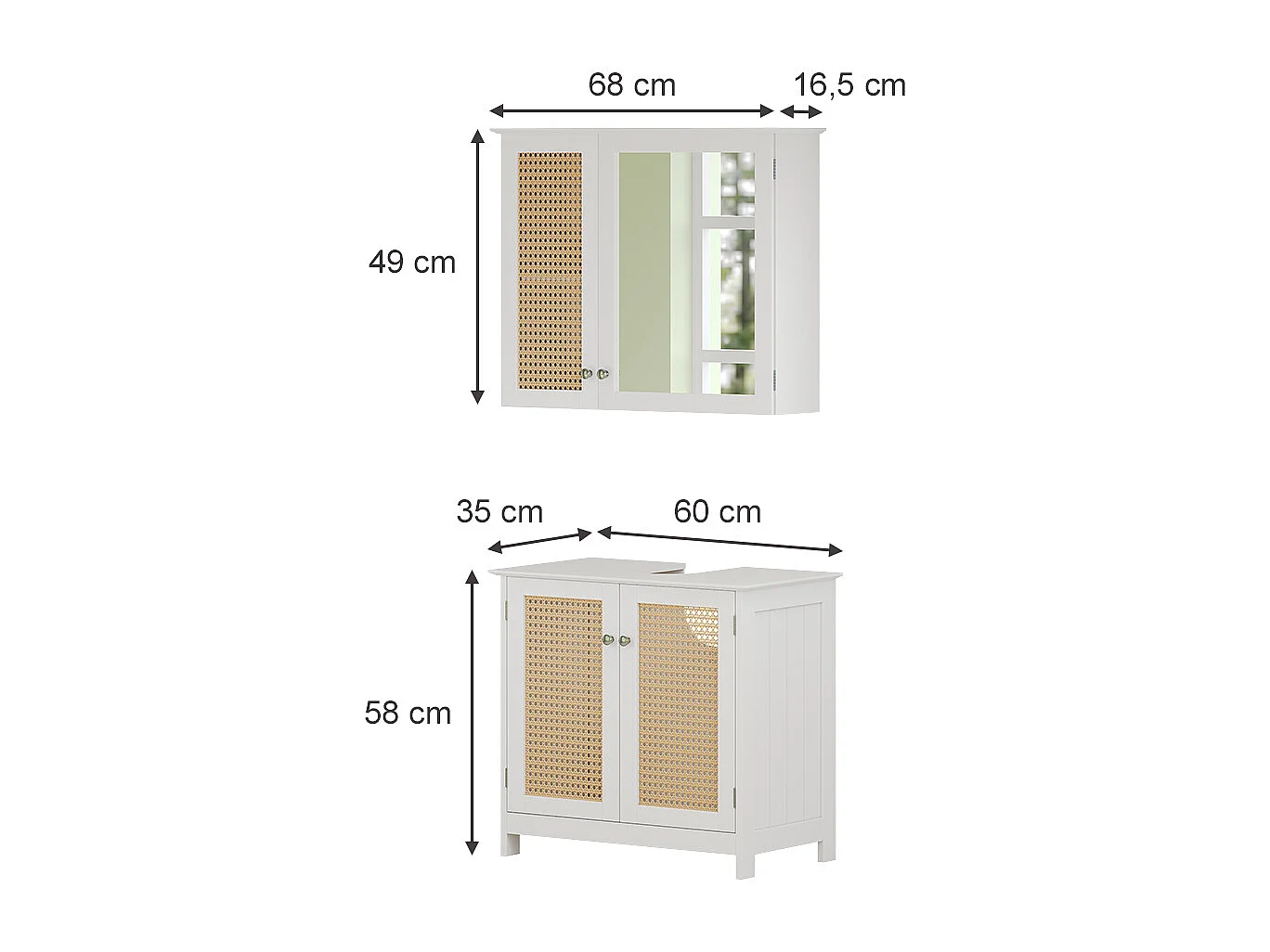 Meubles bain blanc 60x35x58 rosario