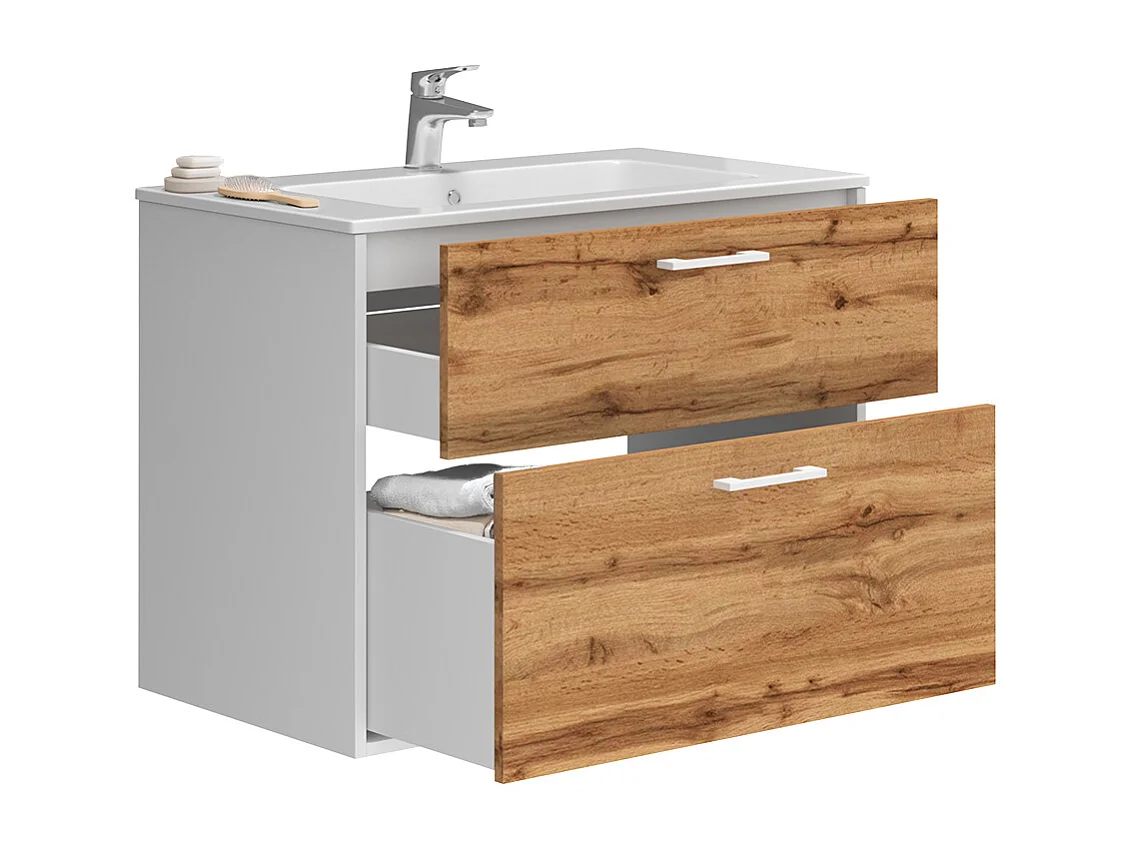 Meubles bain chêne blanc/force de lor 80x45.5x61.5 lanco