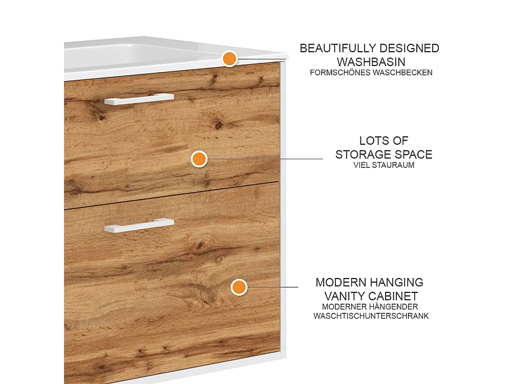 Meubles bain chêne blanc/force de lor 80x45.5x61.5 lanco