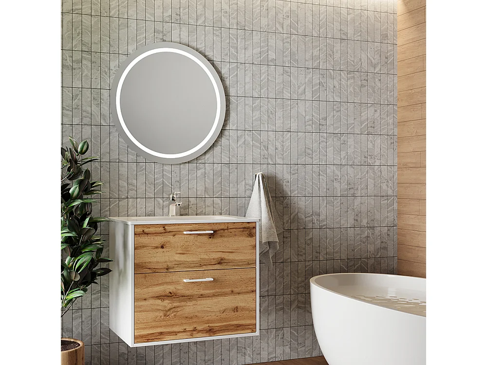 Badkamermeubelset eik wit/goud 80x45.5x61.5 lanco