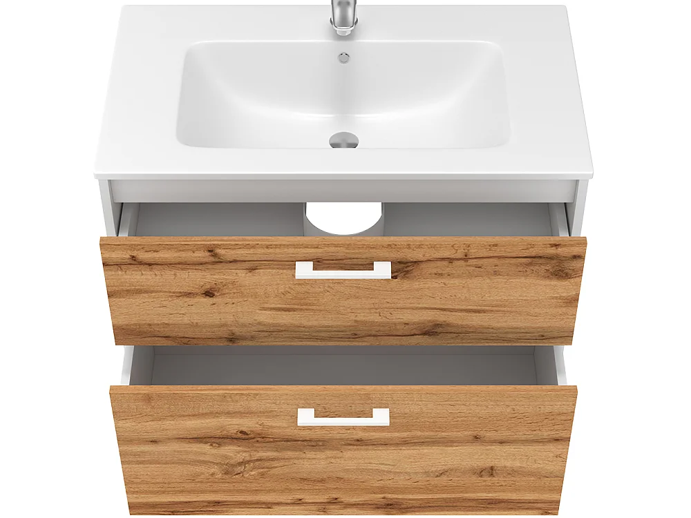 Badkamermeubelset eik wit/goud 80x45.5x61.5 lanco