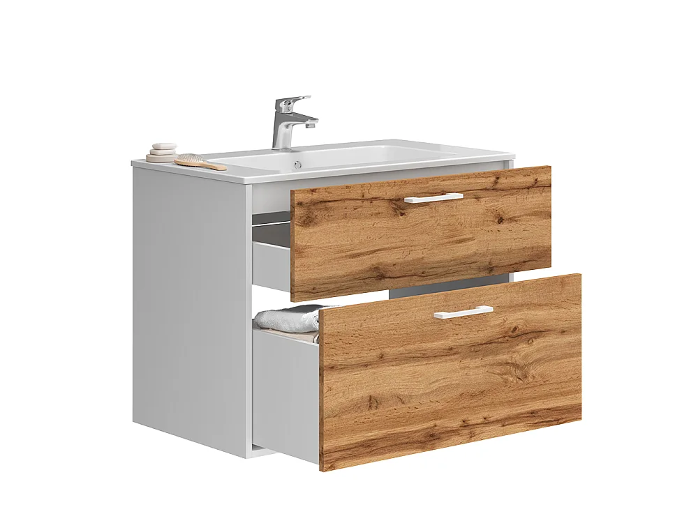 Badkamermeubelset eik wit/goud 80x45.5x61.5 lanco